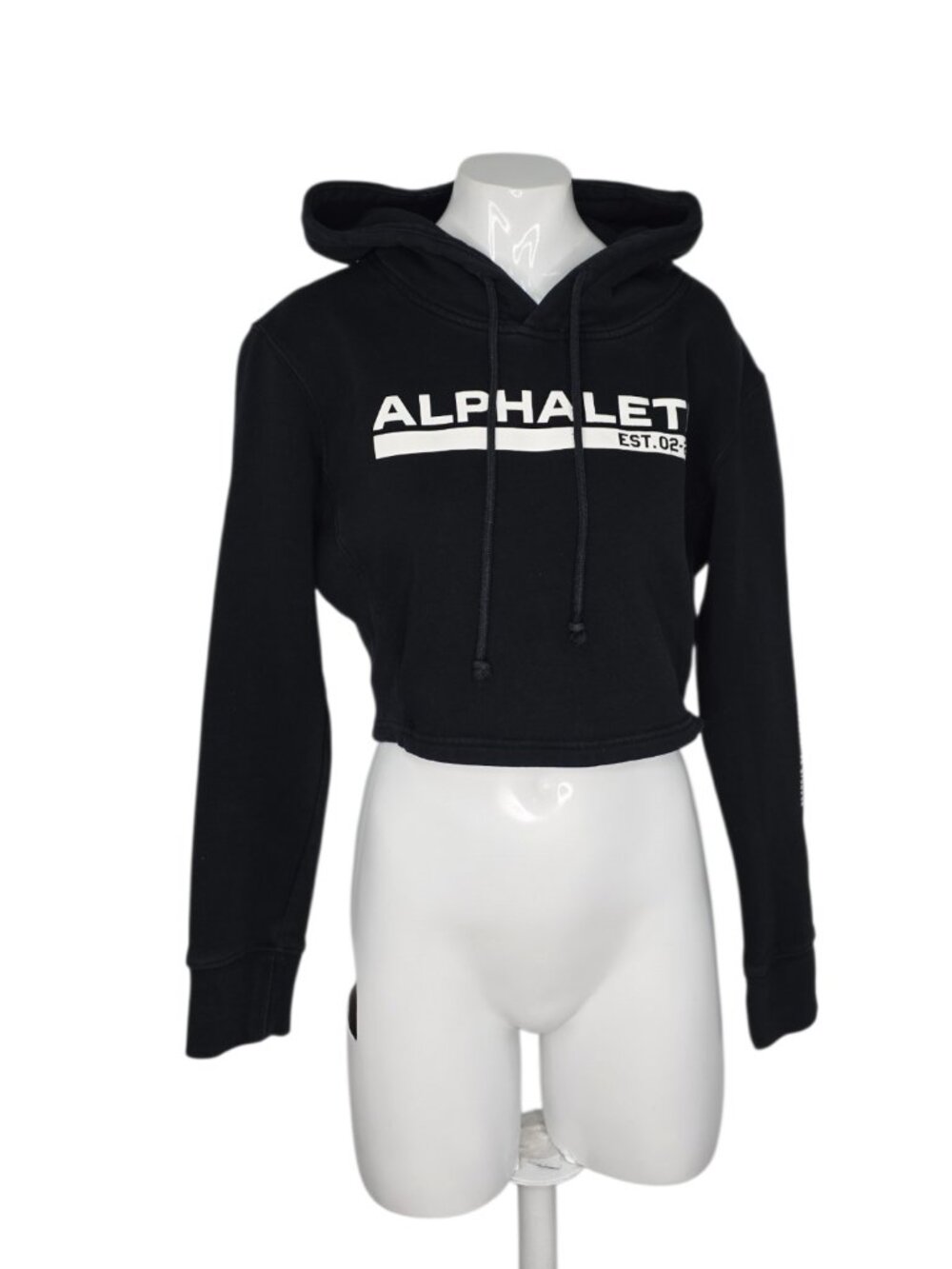 Alphalete Women's Long Sleeve Cropped Hoodie, Pullover, Black, Size Small
